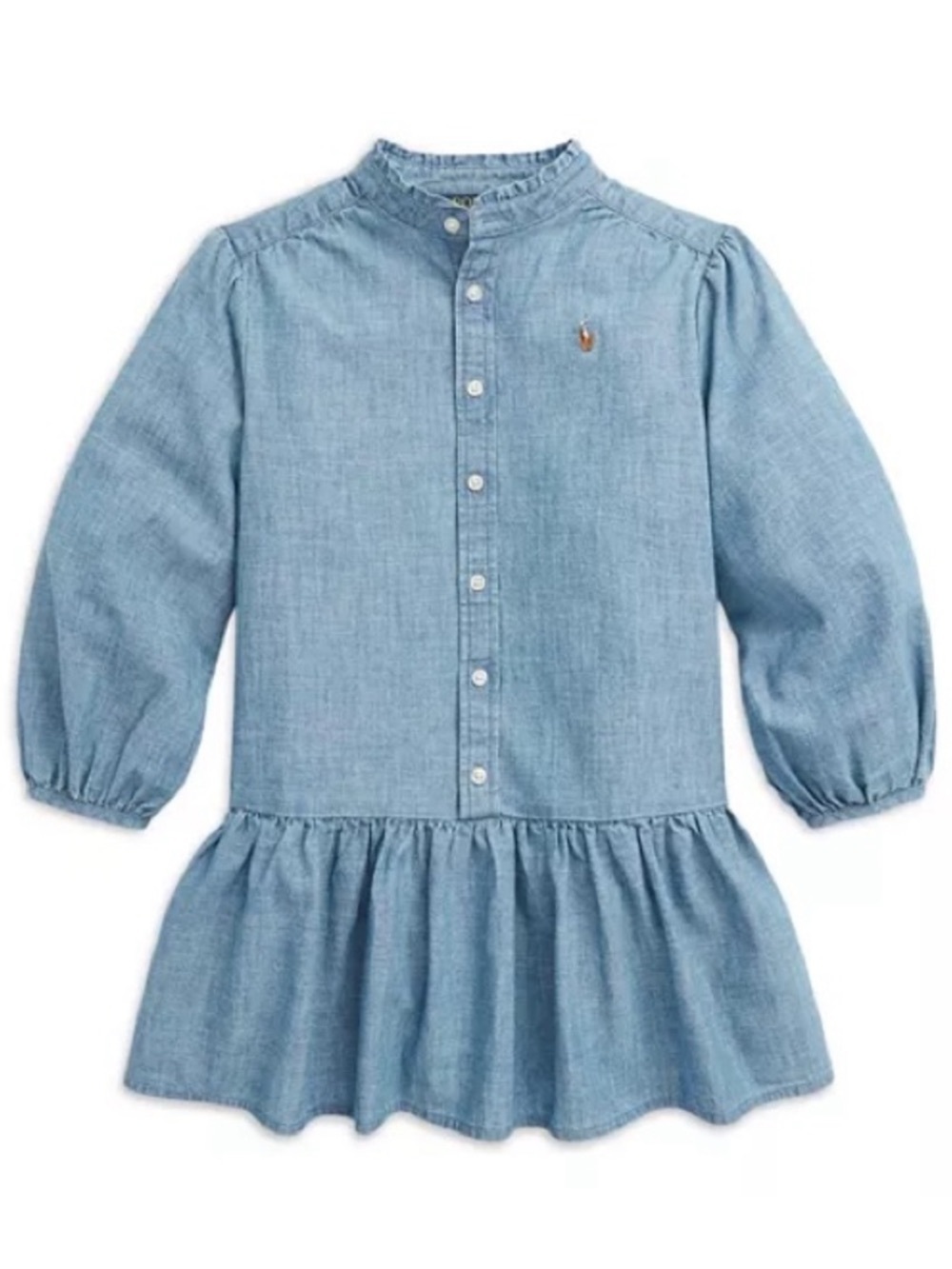 Polo Ralph Lauren Girls Chambray Drop-Waist Shirt Dress